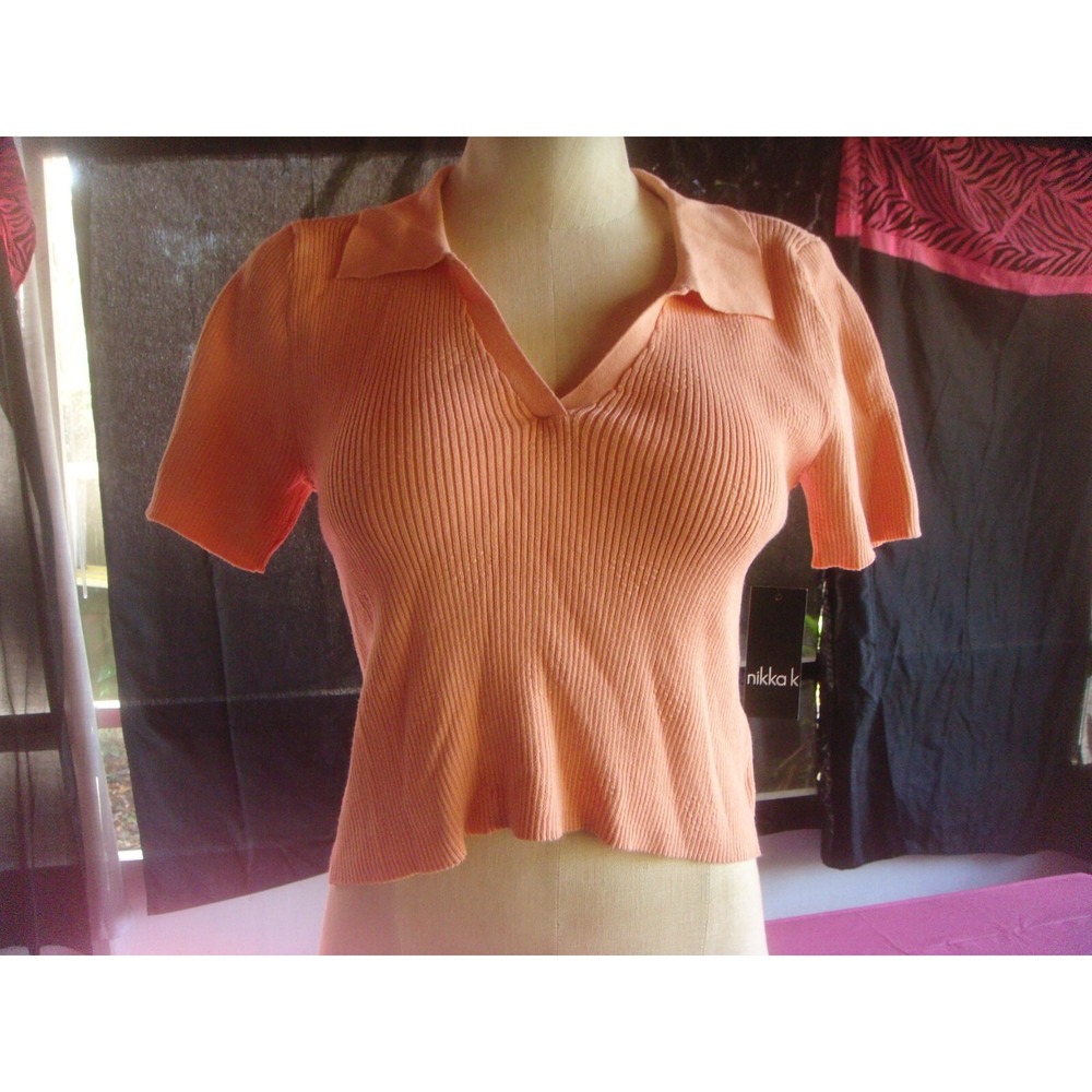 Nikkak womens S sweater crop top shirt‎ melon heart accents NWT